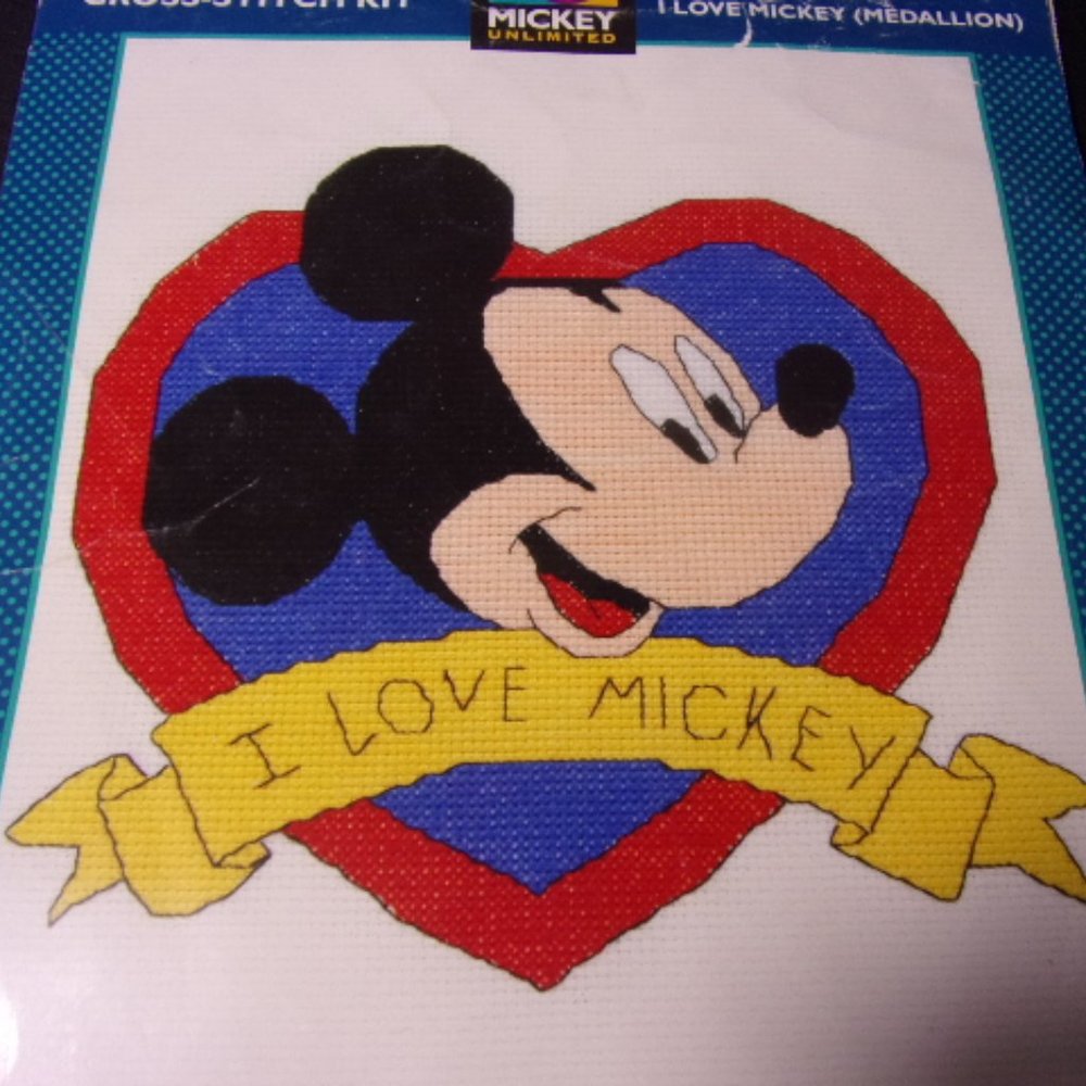 Vintage Mickey Mouse Unlimited Cross Stitch Kit, I Love Mickey, Needle Craft, - Picture 9 of 10